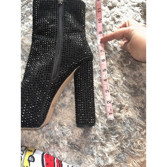 Lemon Drop Octavio Black Bling Platform Chunky Heel Boots 5.5 High Streetwear - Picture 8 of 8